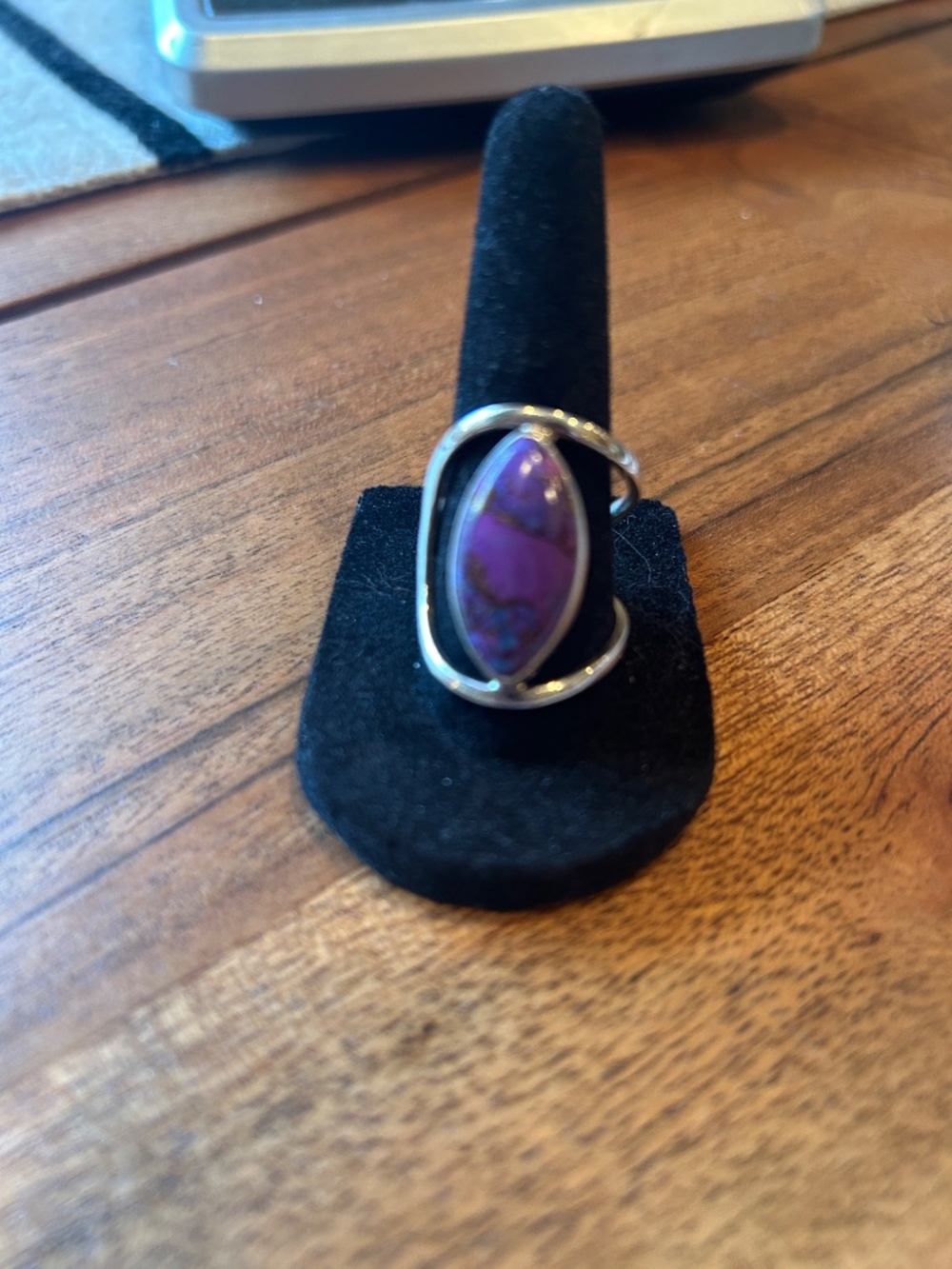 Arya 925 Sterling Silver Purple Mojave Copper Turquoise Marquise Ring Sz 7.5